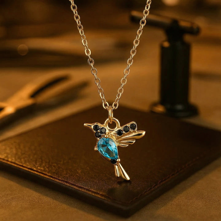 Collier Colibri en Émail et Zircone