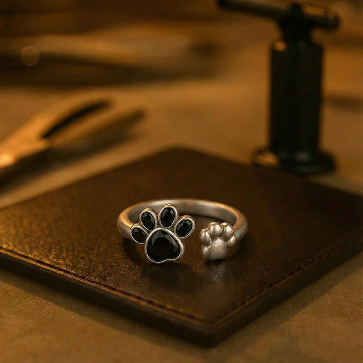 Bague réglable et créative avec une jolie empreinte de patte