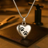 Collier commémoratif avec cœur de patte – Pendentif urne en acier inoxydable