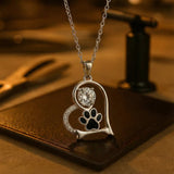 Collier empreinte de patte et zircon - Pour les amoureux des chiens